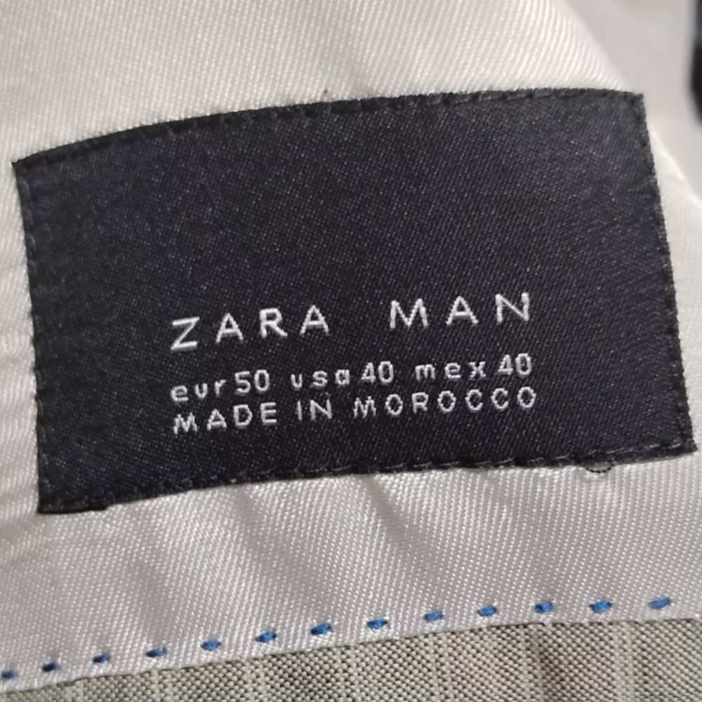 Zara Man 100% Wool Blazer Striped Beige Size 40 EU (Medium) Neutral Elegant - Picture 9 of 10